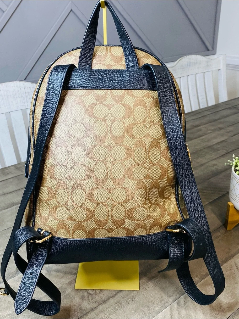 Coach Kenley Women's Backpack Signature Canvas - Khaki/Black